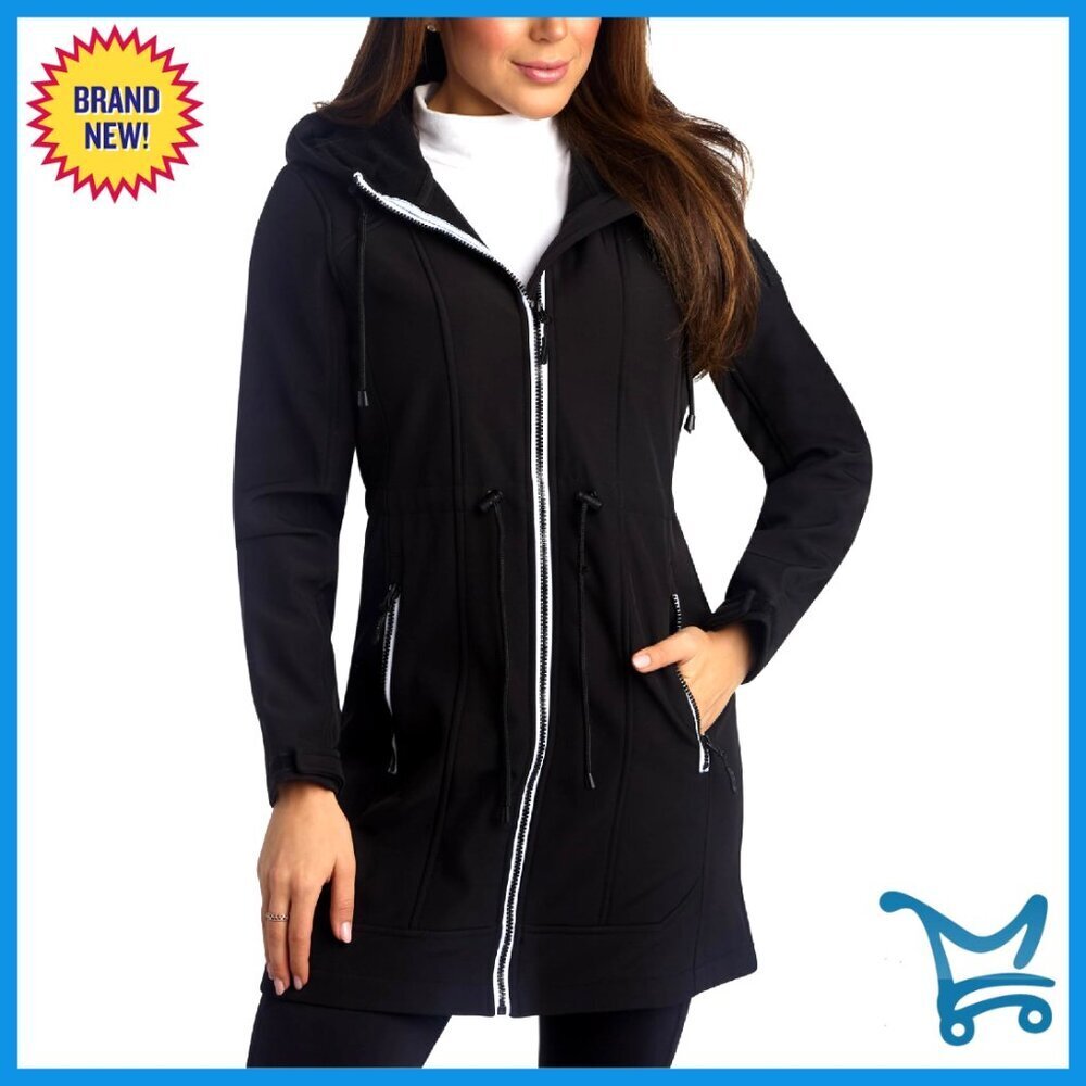 Softshell Zip Up Hooded Jacket Polar Fleece Lined Lightweight Chic Casual